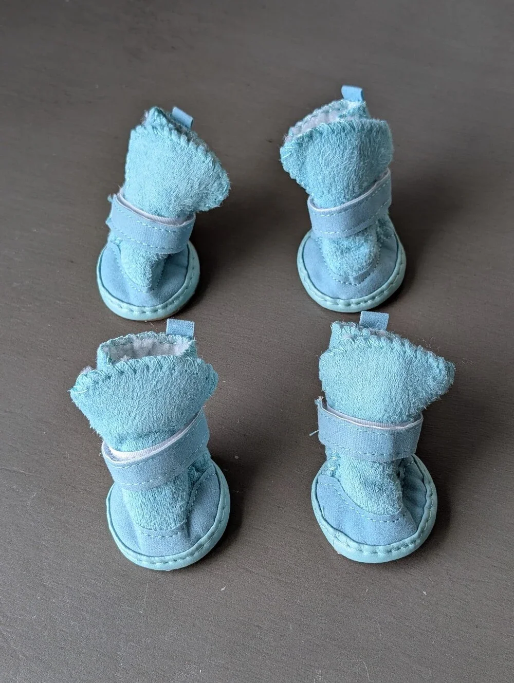Aqua Blue Plush Pet Boots Paw For Small Dog Like Chihuahua, Yorkie & Others